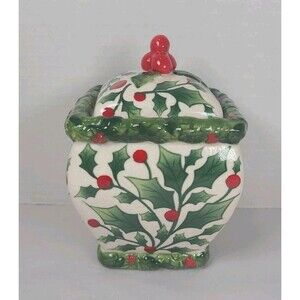 Vintage Pacific Rim Holly Berry Sugar Dish Hand Painted